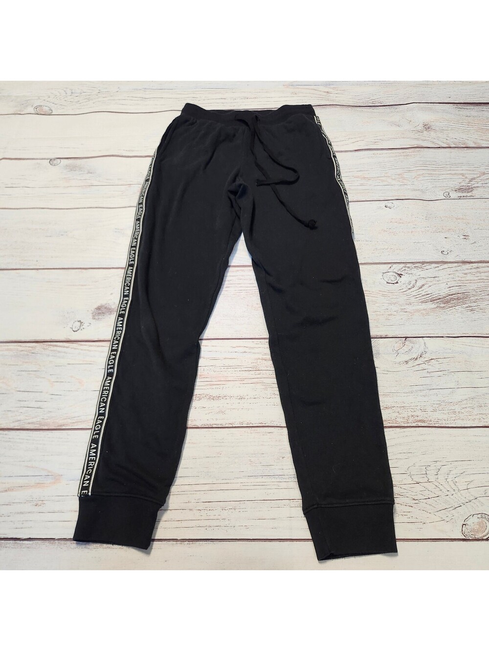 American Eagle Black Jogger Sweatpants with Side Logo Tape XS